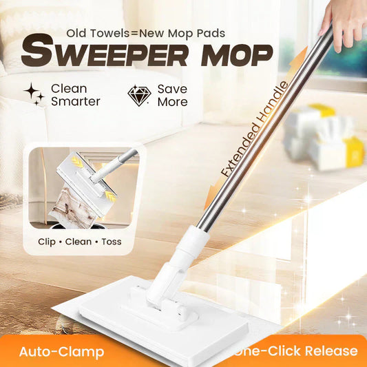 🔥 ✨🧹🏆#1 Best Seller ⏰💕🌟Platte mop met roestvrijstalen steel, inclusief herbruikbare, wasbare mopdoeken