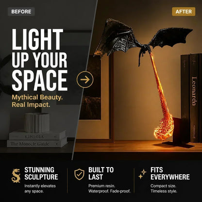 😱🐲 Nooit meer een saaie boekenkast! Deze draken-decoratie met vlam en warme LED-gloed zet een vuurspuwende draak tussen je boeken – hét gesprek van de dag. 50% KORTING!
