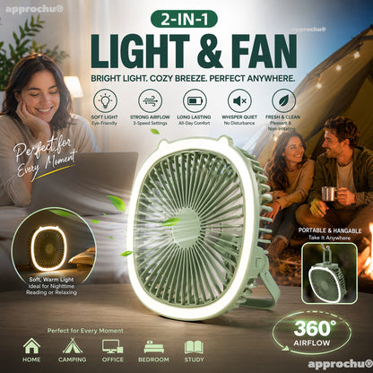 2-in-1 Ventilator en Lamp met 180° Verstelling
