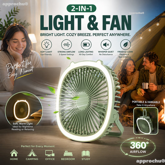 2-in-1 Ventilator en Lamp met 180° Verstelling