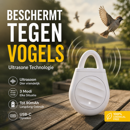 1🎁 1+1 GRATIS 🐦 Draagbare Ultrasone Vogel- & Ongedierteverjager – Compact, Stil & USB Oplaadbaar | Voor Tuin, Terras en Buiten 🌿