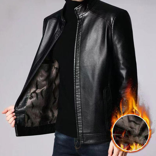 🔥50% KORTING — Heren leren jas met pluche voering | Warm cadeau voor hem