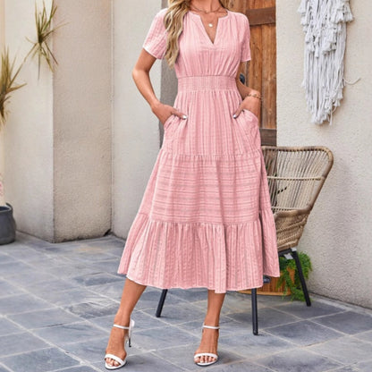 🌿 Dames Casual Zomerjurk met V-Hals ☀️ Licht, Comfortabel & Elegant