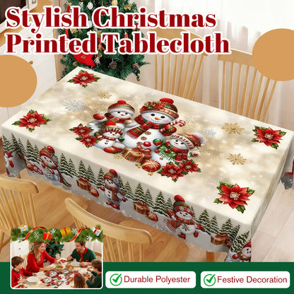 🎄🍽️ Stijlvol Kersttafelkleed met Print – Feestelijke Motieven (Sneeuwpop/Rendier), Duurzaam Polyester & Vlekvast（Meerdere Maten, Perfect voor Kerstdiners!）
