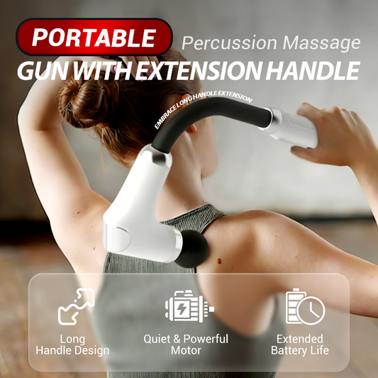 Draagbaar percussiemassagepistool met verlengstuk