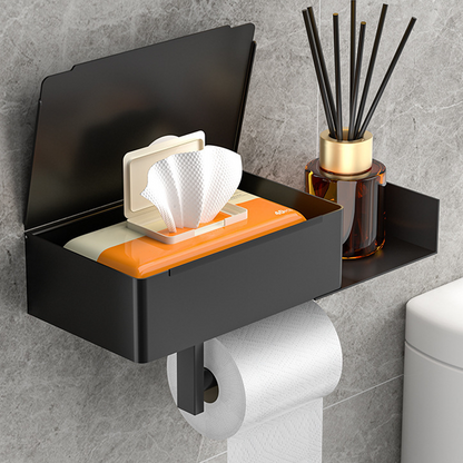 Toiletpapierhouder met plank en opbergvak – installatie zonder boren