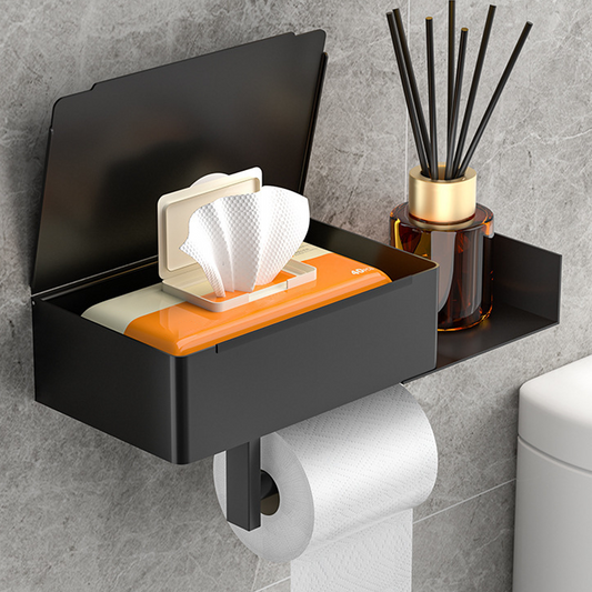 Toiletpapierhouder met plank en opbergvak – installatie zonder boren