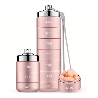 🔥✨ Waterdichte, draagbare metalen pillenhouder voor op reis, geschikt voor 7 dagen
