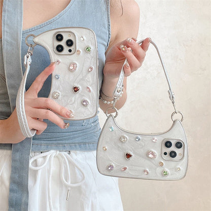 💎 Creatief iPhone Hoesje met Handvat & Strass Details | Elegant, Handig & Perfect voor Elke Look – Nu 68% Korting