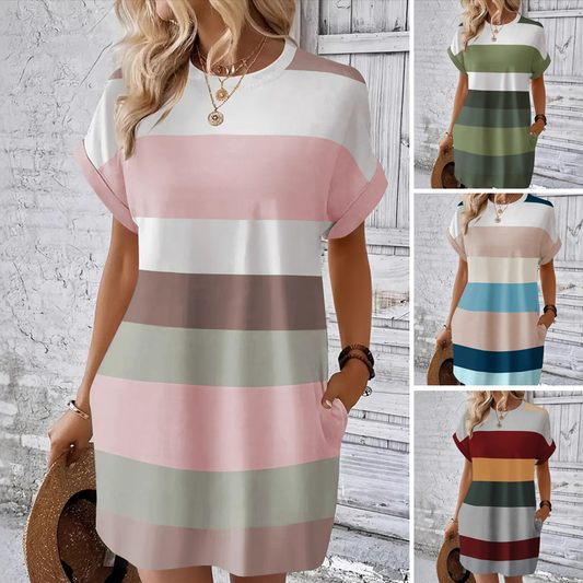 Casual Jurk voor Dames met Ronde Hals