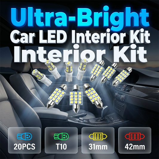 20-Delige LED Auto Verlichtingskit – Complete Upgrade Voor Je Interieur & Exterieur🚗💡Inclusief daklampen, T10 parkeerlichten, leeslampjes, kentekenverlichting & meer – Zie het verschil