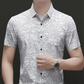 Chique overhemd met korte mouwen en revers voor heren, met abstract geometrisch patroon
