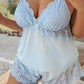 🥳2026 HOT SALE🥳💞 Meer dan 50K+ verkocht! 👗🌸 50% KORTING!  Camisole & shorts pyjama set met kanten afwerking – zachte satijnachtige stof, verstelbare bandjes & V-hals.