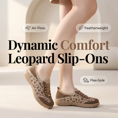 Dames instapschoenen van ademend mesh met luipaardprint