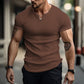 Slim fit Henley-shirt voor heren, effen kleur