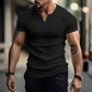 Slim fit Henley-shirt voor heren, effen kleur
