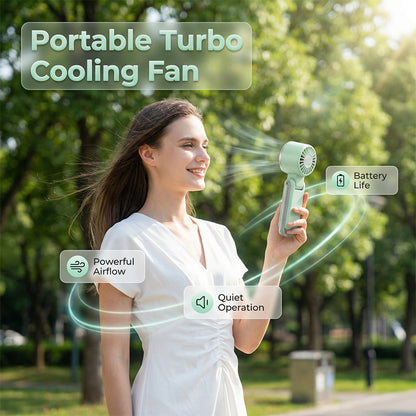 Opvouwbare handventilator met turbofunctie en LED-display