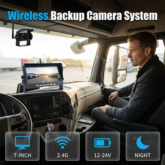 🌙✨ Ook in het donker kraakhelder zicht! 7-inch HD draadloos camerasysteem met nachtzicht – parkeer als een pro!