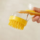Huisdierbadborstel met lange steel en shampoodispenser