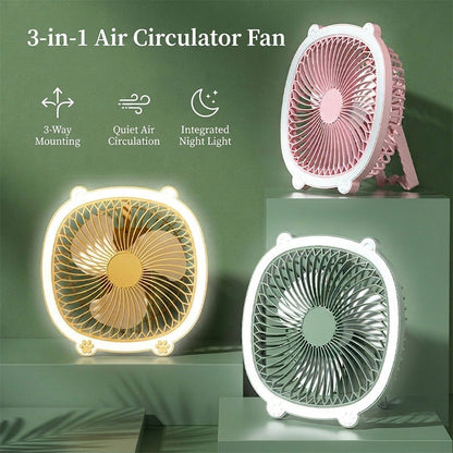 3-in-1 Air Circulator Fan with LED Light
