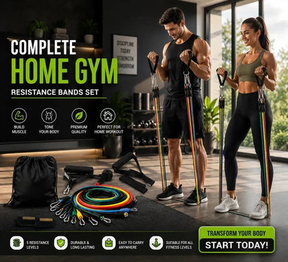 ⏳Tijdelijke speciale aanbieding⏰ Bouw het lichaam van je dromen zonder naar de sportschool te gaan | Verstelbare weerstandsbandenset voor een volledige lichaams workout overal