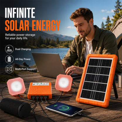 ☀️ 50% korting! Draagbaar zonne-energiesysteem – laad apparaten overal op, met LED-lampen. Geen stopcontact nodig – perfect voor onderweg! 🔋✨