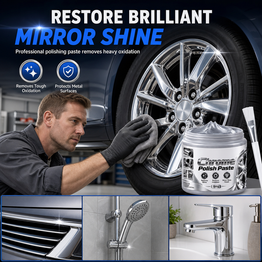 ✨ 50% korting! Chroom polijstpasta met precisieborstel – herstelt spiegelglans, verwijdert roest & watervlekken. Krasvrij & universeel voor velgen & armaturen! 💪🧴